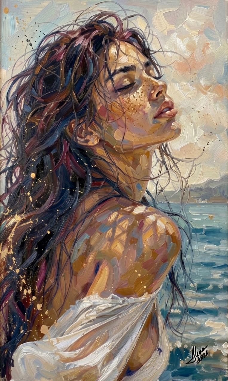 ArteDiAlina.com painting: the girl with the freckles / La ragazza con le lentiggini